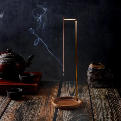 Creative Brass Incense Holder - 1Pcs Upside Down Design | Wooden Incense Burner with Ash Catcher 1