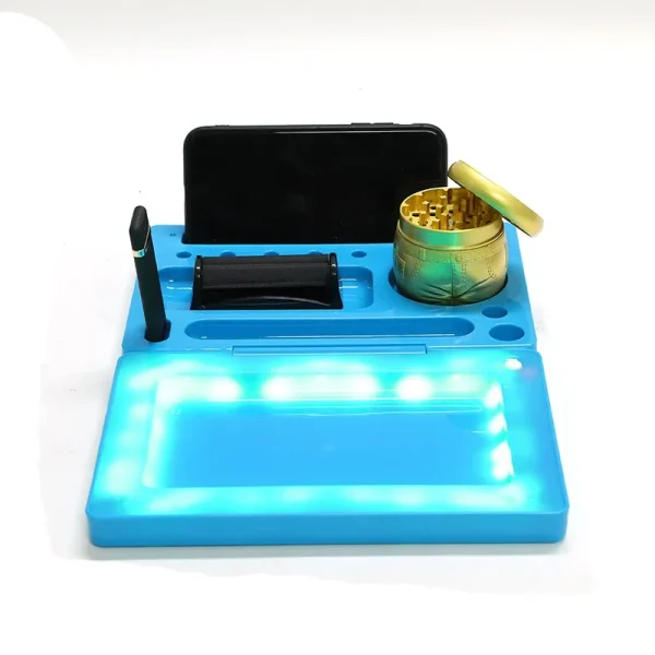 LED Folding Rolling Tray with USB Charging and Phone Holder 1