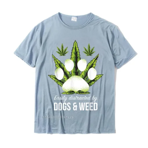 Easily Distracted by Dogs & Weed T-Shirt - Humorous Dog Lover Cotton Tee 2