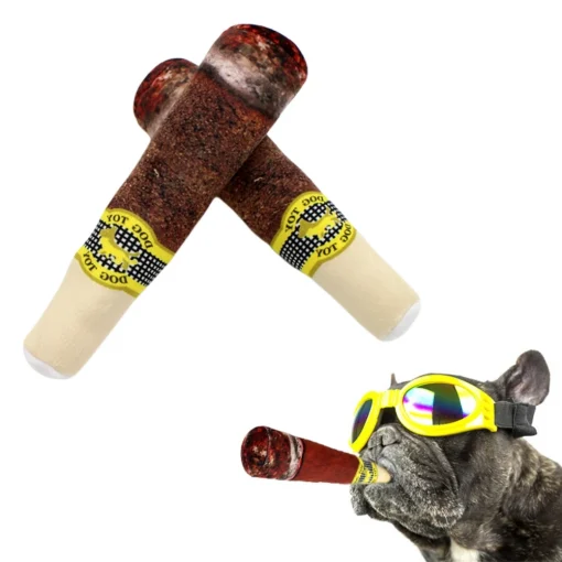 Smoking Pipe Dog Squeak Toy - Chewable Plush Interactive Training Toy 3