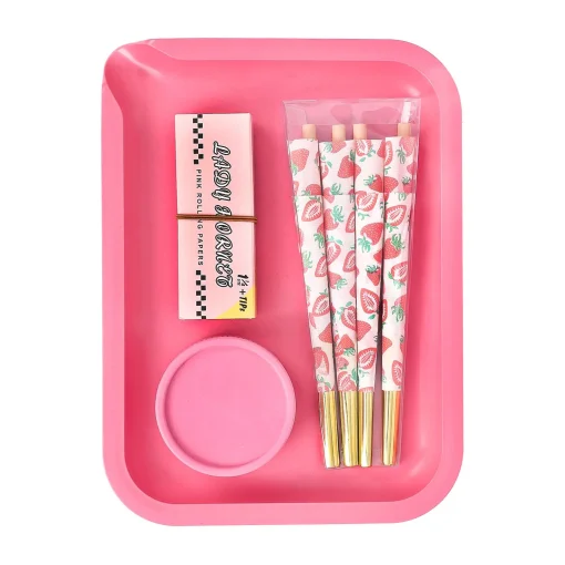 Valentine's Day Pink Smoking Set - Elegant Double-Layer Roll Tray with Scraper, Romantic Gift for Smokers 6