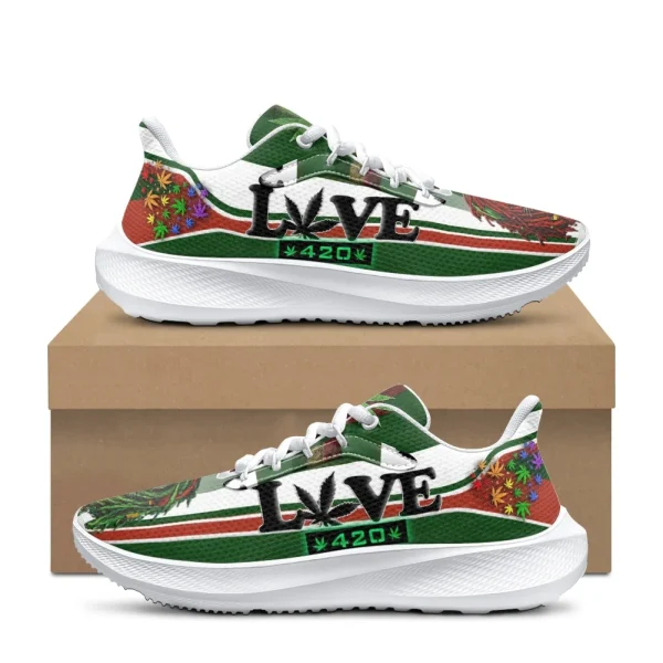 Psychedelic Love Weed Sneakers - Vibrant Heart Pattern Canvas Shoes 1