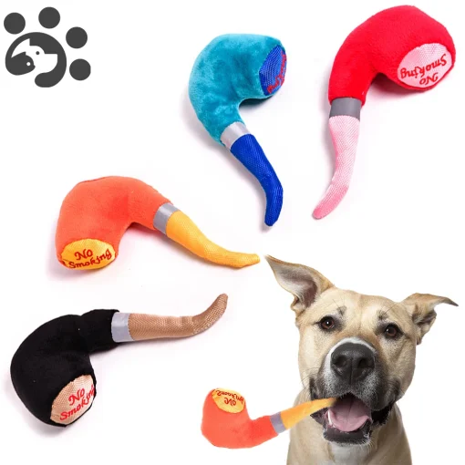 Plush Squeak Toys for Dogs - Smoking Pet Toys, Interactive & Durable Squeaker Toy 1