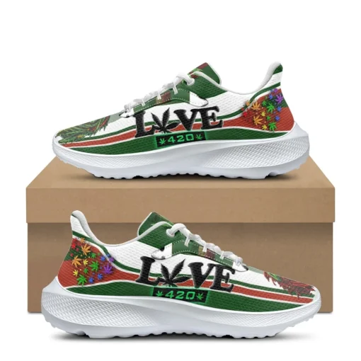 Psychedelic Love Weed Sneakers - Vibrant Heart Pattern Canvas Shoes 2