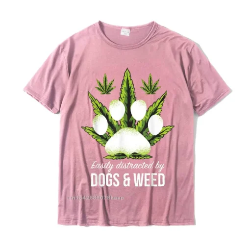 Easily Distracted by Dogs & Weed T-Shirt - Humorous Dog Lover Cotton Tee 3